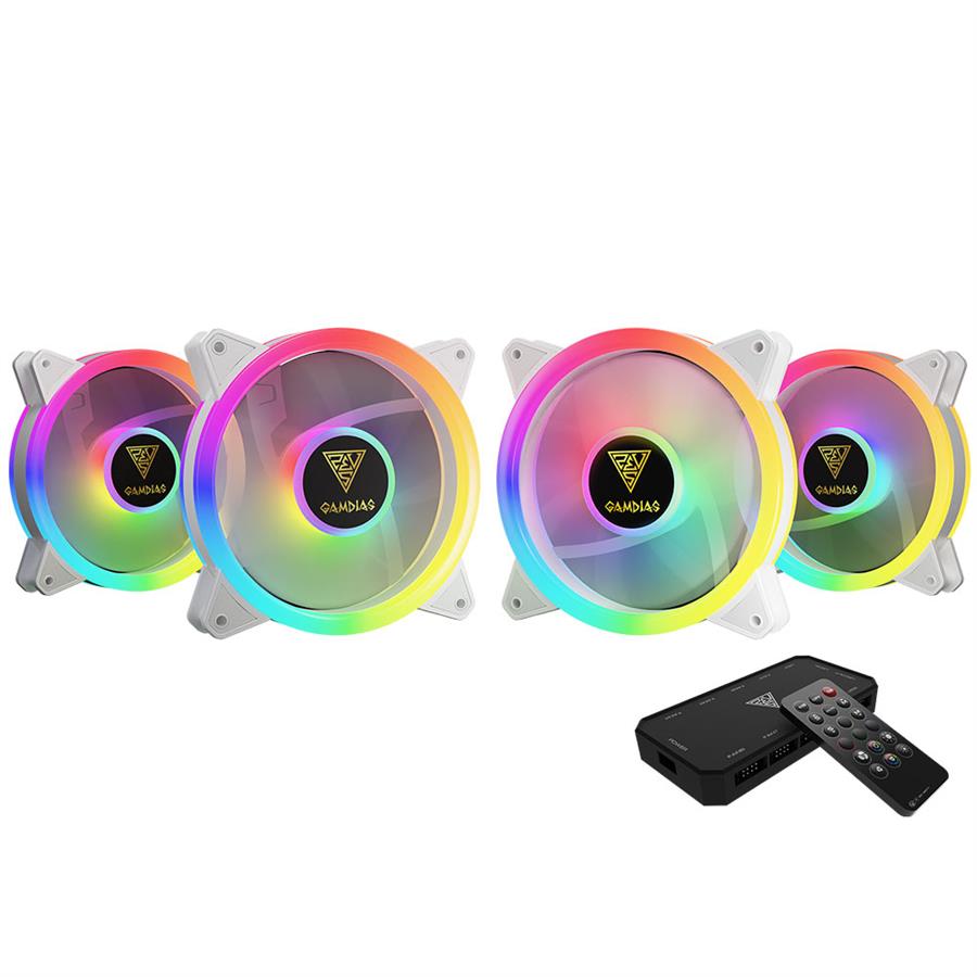 Fan Cooler Gamdias Aeolus M2-1204R White Pack x4